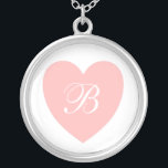 Pink Heart Monogrammed Necklace<br><div class="desc">Necklace monogrammed pink heart that you can customise with any text of your choice. Should you require any help with customising then contact us through the link on this page. Pink heart necklace monogrammed.</div>