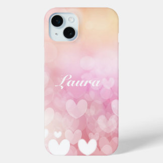 Pink Heart Name iPhone 15 Mini Case
