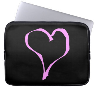 Pink heart on black. laptop sleeve