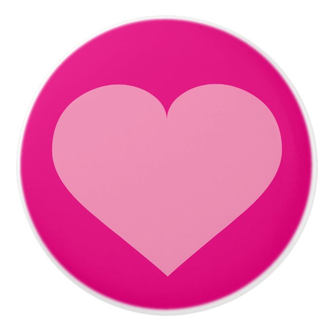 Pink heart on Pink Ceramic Knob (Front)