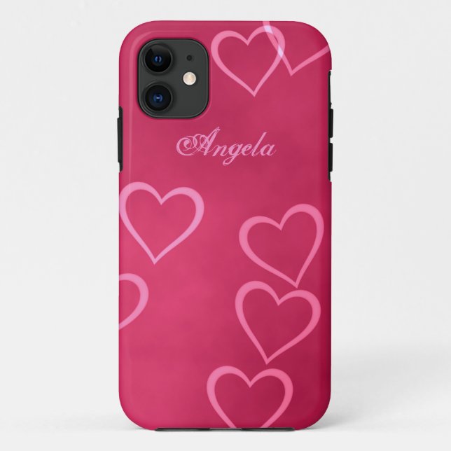 Pink heart outlines Case-Mate iPhone case (Back)