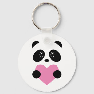 Pink Heart Panda Keychain