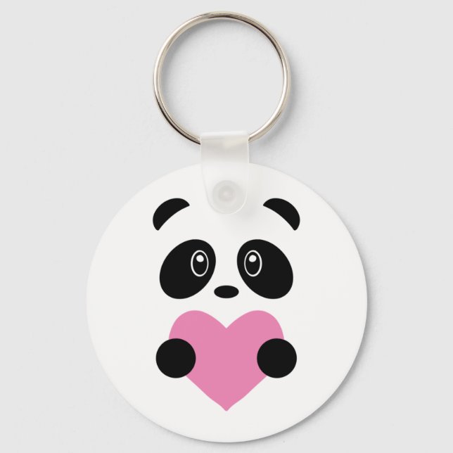 Pink Heart Panda Keychain (Front)