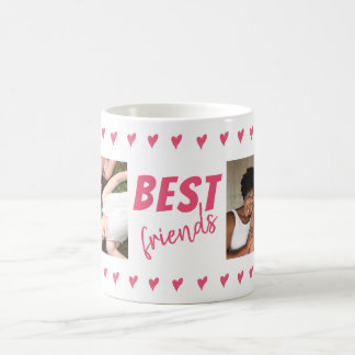 Pink Heart Pattern Best Friends 2 Photo Coffee Mug