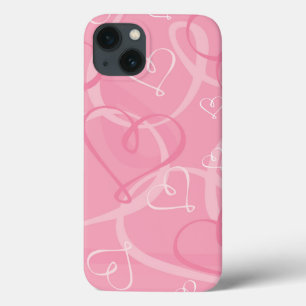Pink heart pattern iPhone 13 case