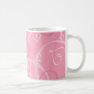 Pink heart pattern coffee mug