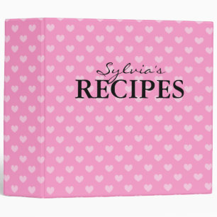 Pink heart pattern design recipe binder book
