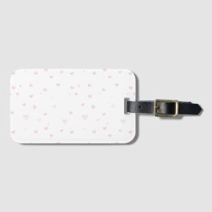 Pink Heart Pattern Girly Romantic Watercolor Luggage Tag
