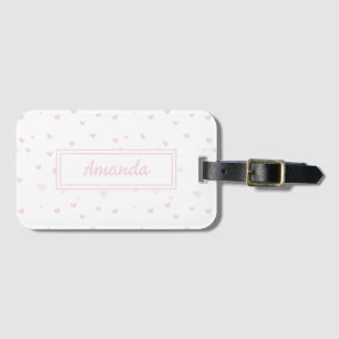 Pink Heart Pattern Girly Romantic Watercolor Luggage Tag