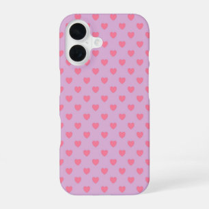 Pink Heart Pattern iPhone 16 Case