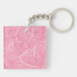 Pink heart pattern keychain