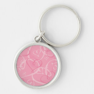 Pink heart pattern keychain