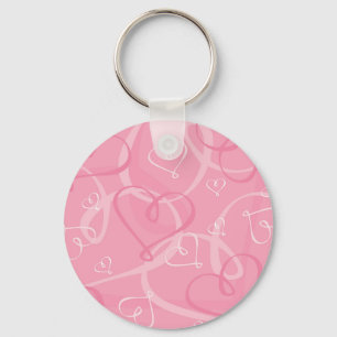 Pink heart pattern keychain