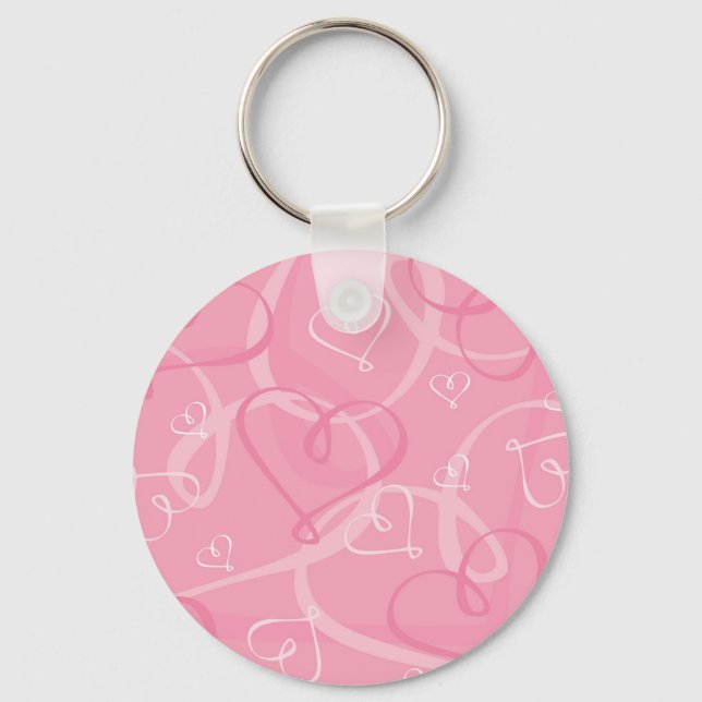Pink heart pattern keychain (Front)