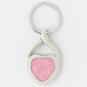 Pink heart pattern keychain