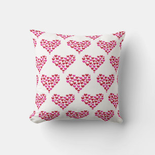 Pink Heart Pattern Love Graphic Throw Pillow