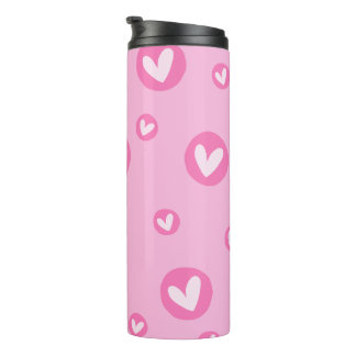Pink Heart Pattern Thermal Bottle