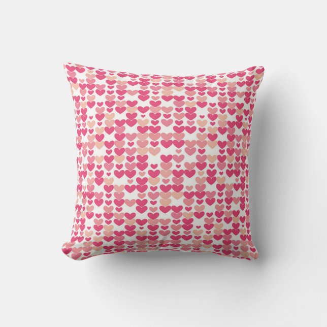 Pink Heart Pattern Throw Pillow (Front)