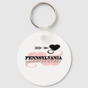 Pink Heart Pennsylvania Keychain