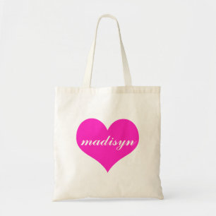 Pink Heart Personalized Budget Tote Bag