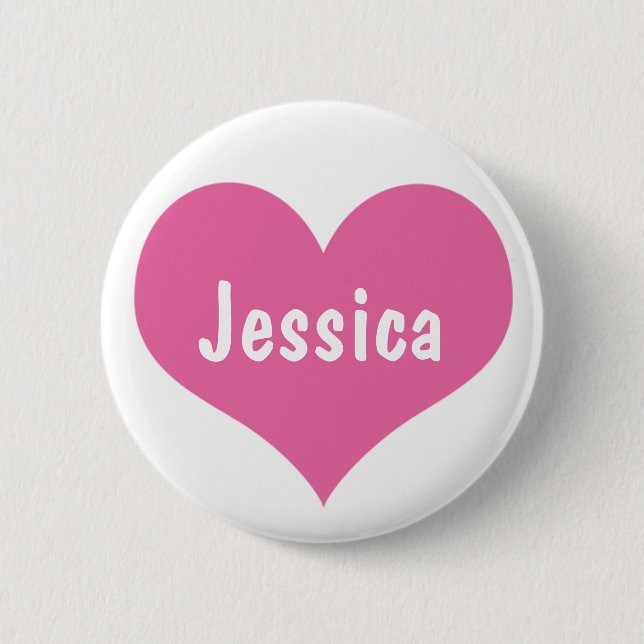 Pink Heart - Personalized Girly Name Button (Front)