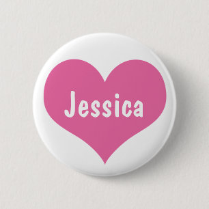 Pink Heart - Personalized Girly Name Button