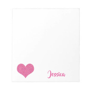 Pink Heart Personalized Girly Name Notepad