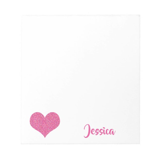 Pink Heart Personalized Girly Name Notepad (Front)