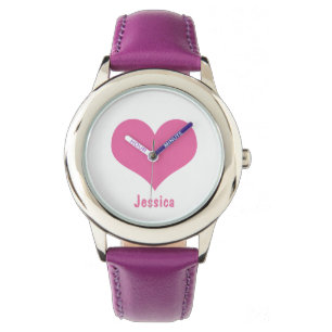 Pink Heart - Personalized Kid`s Name Watch