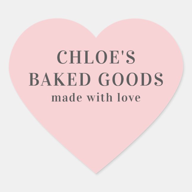 Pink Heart Personalized Made With Love Heart Stick Heart Sticker (Front)