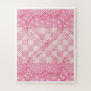 PINK HEART QUILT 16x20 Big Pieces Puzzle