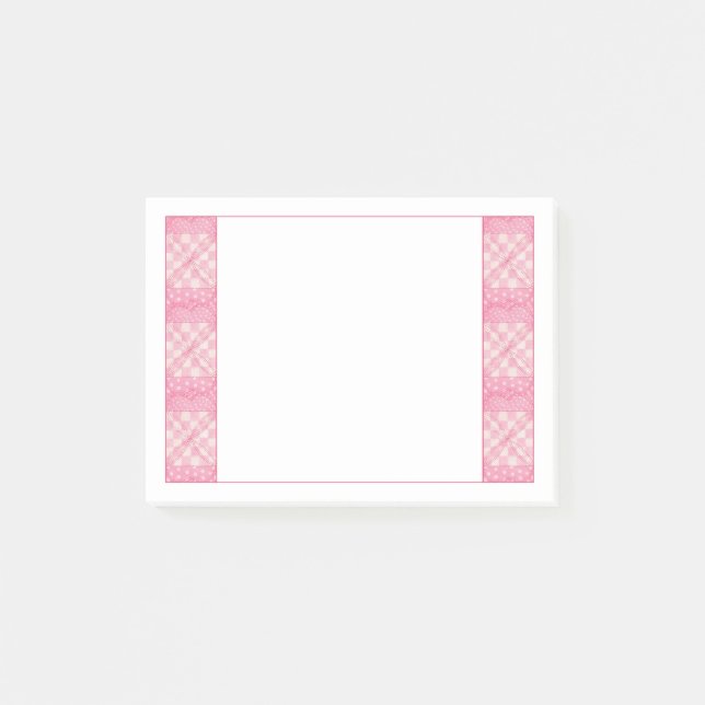 PINK HEART QUILT 4x3 Post It Notepad (Front)