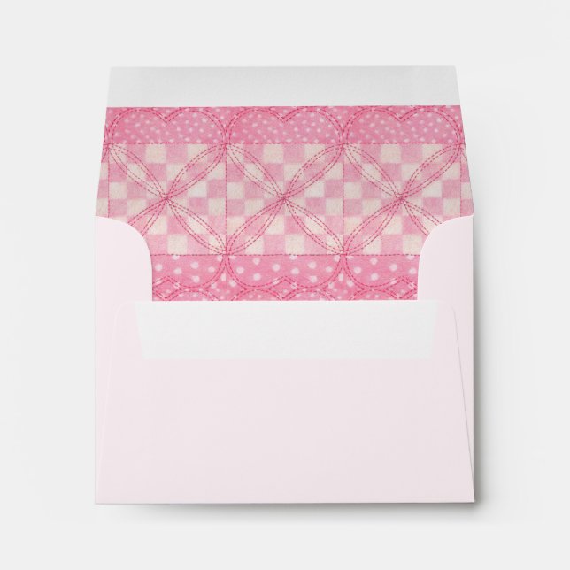 PINK HEART QUILT A2 Envelopes (note cards) / Pink (Back (Bottom))