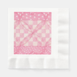 PINK HEART QUILT Coined Luncheon Paper Napkins