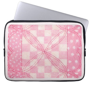 PINK HEART QUILT Laptop Sleeve / Pink