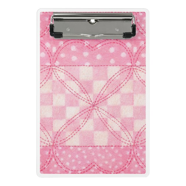 PINK HEART QUILT Mini Clipboard  (Front)