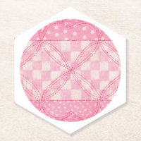 PINK HEART QUILT Pointy Hexagon Paper Coasters 