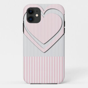 Pink Heart Retro Pattern Striped #1 - iPhone Case