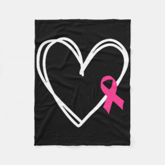 Pink Heart Ribbon Breast Cancer Awareness Women Me Fleece Blanket
