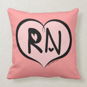 Pink Heart RN Throw Pillow