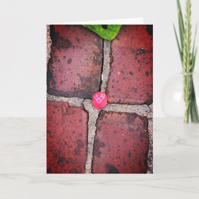 Pink Heart Rock on Pella, Iowa Brick Card (Front)