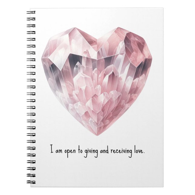 Pink Heart Rose Quartz Crystal Love Spell Magic  Notebook (Front)