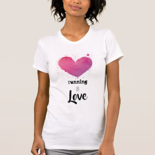 *~* Pink Heart Runner Watercolor Runner Fitness T-Shirt