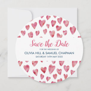Pink Heart Save the Date Card