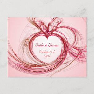 Pink Heart "save the date" postcard