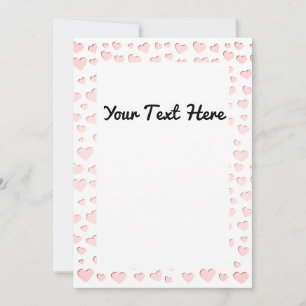 Pink Heart Shape Faux Paper Cut Out DIY Invitation
