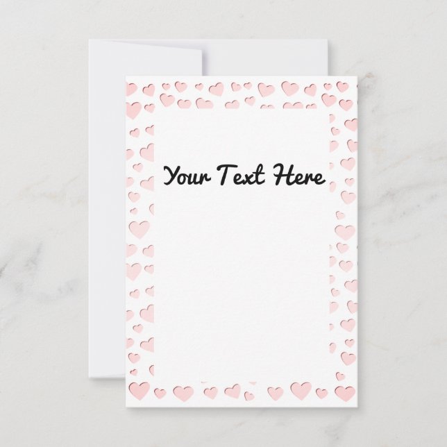 Pink Heart Shape Faux Paper Cut Out Thank You Card (Front)