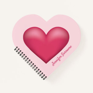Pink Heart Shape Illustration With Custom Text Notebook