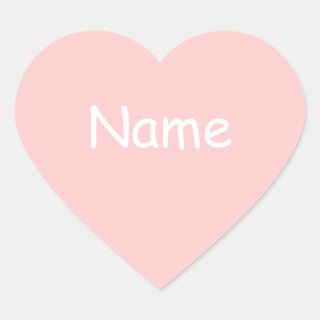 Pink Heart Shape Name Sticker (Front)