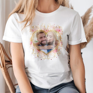 Pink Heart Shape Photo Frame Valentine's Day T-Shirt
